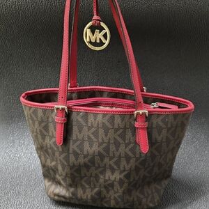 Michael Kors Signature Brown and Red Tote
